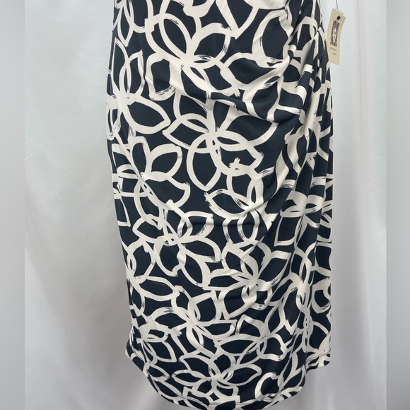 Anne Klein Elegant Slate and light cream floral Patterned Dress women’s size 8 - Picture 6 of 17